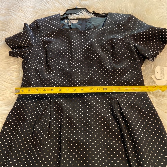 Adrianna Papell 100% Silk PolkaDot Dress size 14 length 39” bust 38” brand new - Picture 16 of 16